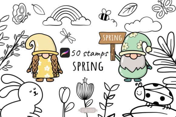 50 Cute Spring Procreate Stamp Brushes for Effortless Digital Design