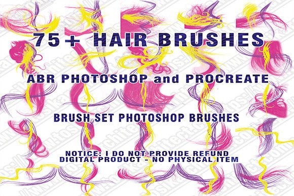 75 Hair Brushes for Photoshop & Procreate