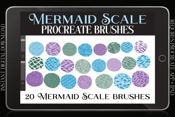 Mermaid Scale Procreate Monoline Brushes