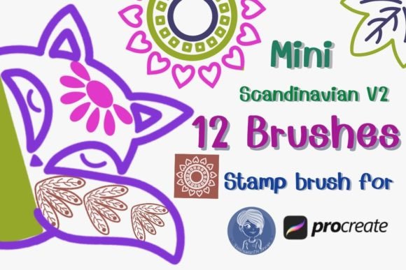 Mini Scandinavian V2 Stamp Brushes: Streamlining Your Procreate Workflow with Hand-Drawn Charm